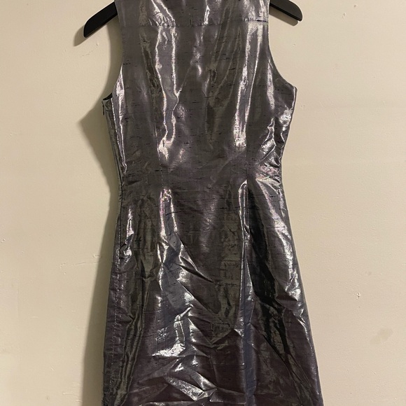 RARE Vintage A.P.C. Metallic Silver Silk Lurex Mini Dress - Made in France - S - Picture 5 of 11